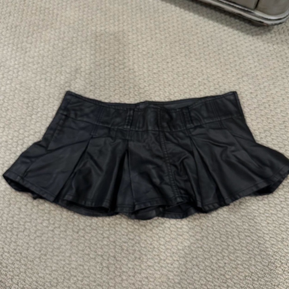 Free People Black Faux Leather Mini Skirt